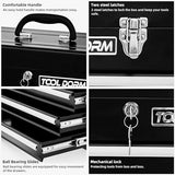 Tool Dorm 20.3“ Metal Tool Box with Drawer Portable Steel Metal Tool Box with Protective Liner and Metal Latch Closure and Lock for Garage, Home and Warehouse (Black-3 Drawers) TOOL DORM