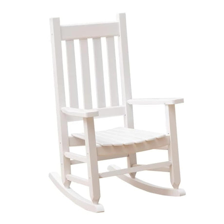 BplusZ Child Rocking Chair Kid's Toddler Rocking Chair Comfy Rocker Furniture Indoor Outdoor Patio Porch Balcony Reading Room for Baby Children Wooden Rocking Chair Ages 6-10, White BplusZ