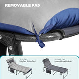 Yaheetech 5 Position Folding Tanning Chair, Outdoor Chaise Lounge Chair with Pad for Beach Patio Poolside Lawn(Gray)