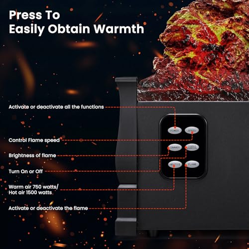 ZAFRO 21" Electric Fireplace Insert — Realistic 3D Flame, 750W/1500W Heat, Remote Control, Timer & Safe Overheat Protection for Home or Office ZAFRO