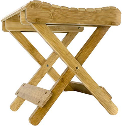 Sorbus Bamboo Folding Step Stool Bench - for Shaving, Shower Foot Rest, Bath Chair - Great for Bathroom, Spa, Sauna, Wooden Seat, Fully Assembled - 11.75" D x 12.25" W x 13.75" H - WoodArtSupply