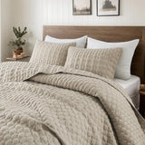 WDCOZY Beige Quilt Twin Size Bedding Sets with Pillow Sham, Lightweight Bedspread Coverlet, Twin XL Thin Comforter Bed Cover, All Season Summer Spring, Tan Cream, 2 Pieces, 68x90 inches WDCOZY