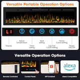 74" WiFi Smart Electric Fireplace Insert - Recessed & Wall Mounted Fireplace Heater with 13 Flame Colors & 6 Brightness Levels, APP/Touch/Remote Control, Timer, Crystal & Charcoal Decor, 750/1500W Vaczon