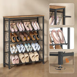 HOOBRO Shoe Rack, 5-Tier Narrow Slanted Shoe Storage Shelf, Slim Shoe Organizer for Front Door Entrance, Garage, Entryway, Holds up to 12-16 Pairs of Shoes, Rustic Brown and Black BF20XJ01 HOOBRO