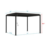 MIRADOR 80S Louvered Pergola 10' x 12', Modern Style with Adjustable Louvers and Integrated Drainage System for Deck Garden Yard, Easy Installation, Charcoal MIRADOR