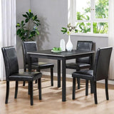 Trygoal Dining Table Set for 4, 5-Piece Dining Room Table Set with Square Crystal Decoration Table & 4 Upholstered Backrest Chairs, Counter Height Kitchen Sets with Faux Wood Grain Design, Black Trygoal