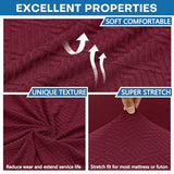 ZNSAYOTX Stretch Fit Futon Cover (67"-82") Armless Futon Sofa Bed Slipcover with Elastic Band, Universal Foldable Sofa Mattress Protector Full Queen Size, Washable Comfort Jacquard (Wine Red) ZNSAYOTX