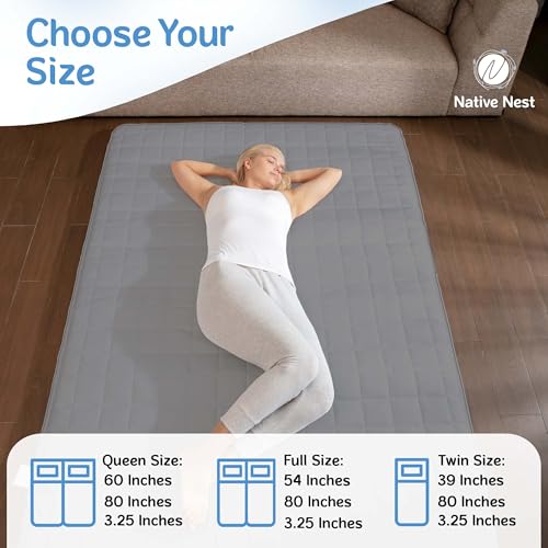 Native Nest Japanese Futon Floor Mattress - Medium Firm Futon Mattress for Sleeping - Shikibuton - Foldable and Portable Japanese Bed (Grey, Queen) Native Nest