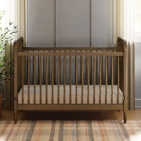 Namesake Liberty 3-in-1 Convertible Spindle Crib with Toddler Bed Conversion Kit in Natural Walnut, Greenguard Gold and FSC® Certified NAMESAKE