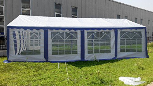 AMERICAN PHOENIX Party Tent 16x26 ft Heavy Duty Canopy Shelter Gazebo for Wedding Event Fair with Roof with Sidewalls and Windows White and Blue Event Tents AMERICAN PHOENIX