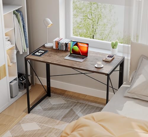 Coavas Folding Desk No Assembly Required, 39.4 inch Writing Computer Desk Space Saving Foldable Table Simple Home Office Desk,Brown Coavas