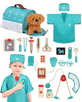 Lehoo Castle Wooden Doctor Kit for Kids, Vet Play Sets for Kids, Veterinarian Kit for Kids, Pretend Play Doctor Set with Dog Bag, Medical Kits Doctor Toys Gift for Kids Boys Girls Aged 3 4 5 6 Lehoo Castle