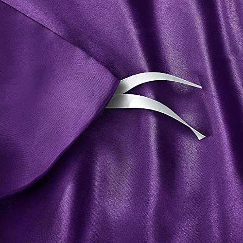 P Pothuiny 5 Pieces Satin Duvet Cover Full/Queen Size Set, Luxury Silky Like Purple Duvet Cover Bedding Set with Zipper Closure, 1 Duvet Cover + 4 Pillow Cases (No Comforter) P Pothuiny