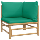 vidaXL 7-Piece Patio Lounge Set, Outdoor Furniture with Green Cushions, Durable Bamboo Material, Comfortable Seating with Practical Table, Modular Design, Easy Assembly vidaXL