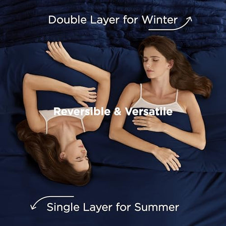 Bedsure Gentlesoft™ 2-in-1 King Size Comforter Set and Detachable Fluffy Blanket, Navy Blue Bedding Set for All Season Use, SnapTech™ Design for Space Saving (Includes 2 Pillow Shams, 2 Pillowcases) Bedsure