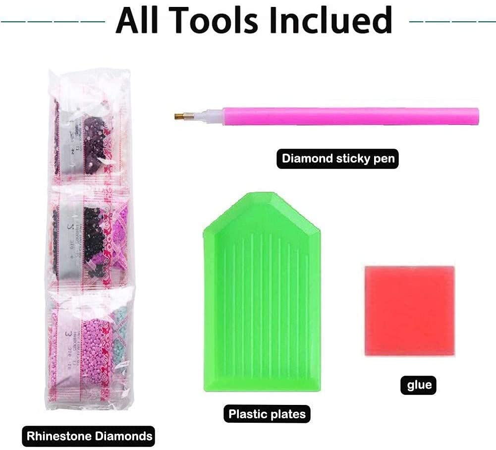 YIMORE 5D DIY Diamond Art Painting Kits Flower Arts ，Full Round Drill Crystal Rhinestone Embroidery for Home Wall Decor (Skull Guitar) YIMORE