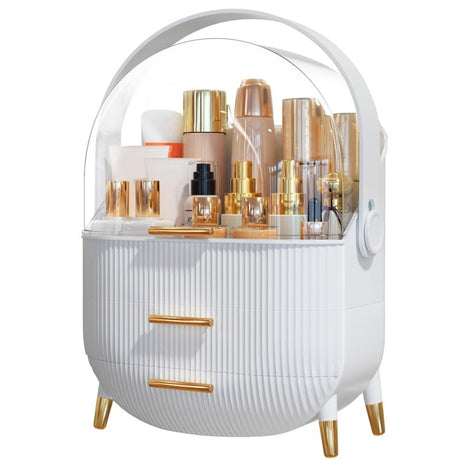 Makeup Organizer Skincare Organizers - Cosmetic Display Cases with Transparent Cover, SkinCare Organizers for Bathroom Countertop, Bedroom Vanity Desk, Lipstick Organizer, White NestOrganix