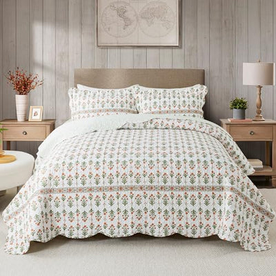 HoneiLife Quilt Sets King Size - Floral Bedspreads for King Bed, 3-Piece Wildflower Coverlets, Botanical Bed Cover King Quilt Bedding Set All Season Quilts-Sweet Grass