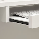 Homsee Reception Desk L-Shaped Office Desk with Counter, 1 Door Storage Cabinet, 1 Lockable Drawer, Hutch Shelf & Keyboard Tray, White Homsee