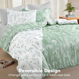 JOIEDOMI California King Comforter Set, Sage Green 3 Pieces Floral California King Bedding Set for Girls Bed with 1 Soft Reversible Botanical Comforter and 2 Pillow Shams, Bed in a Bag for All Seasons Joiedomi