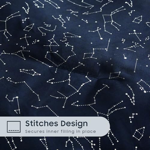Wake In Cloud - Constellation Comforter Set, Celestial Space Star Galaxy Astrology, Soft Lightweight Bedding for Teen Kids Boys Girls, 3 Pieces, Navy Blue, King Size Wake In Cloud