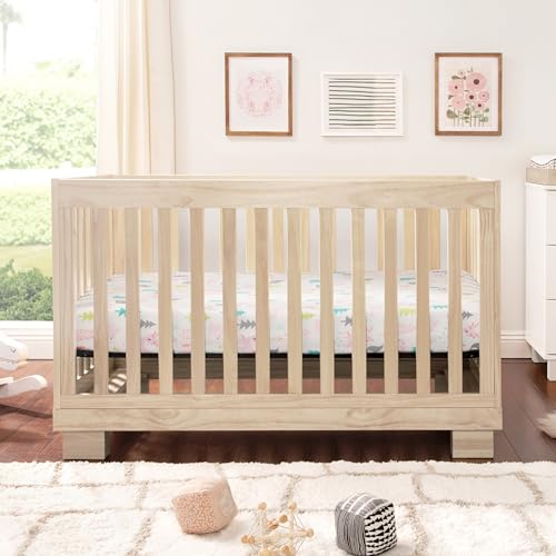 babyletto Modo 3-in-1 Convertible Crib with Toddler Bed Conversion Kit in Washed Natural, Greenguard Gold Certified - WoodArtSupply