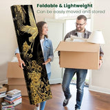 4 Panels Folding Screen Room Divider Cran Bird Wisteria Seamless Japanese Chinese Gold Black Traditional Canvas Screen Room Separator Freestanding Protective Decorative Divider Privacy Partition VETEB