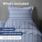 Duvet Cover Twin/Twin XL Size - Extra Soft Twin/Twin XL Size Duvet Cover - Lightweight, Breathable & Cozy w/ Zipper Closures and Ties - 68" x 90" Inches - (Blue Stripes 3) Comforter Not Included CGK Unlimited
