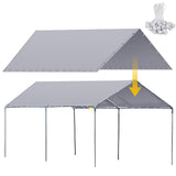 Wesnoy Heavy Duty Carport Canopy Waterproof Canopy Cover Garage Car Shelter Tarp Tent for Car Canopy Replacement Cover with 50 Ball Bungees, Only Top Cover, Frame is Not Included (Grey,10 x 20 ft) Wesnoy