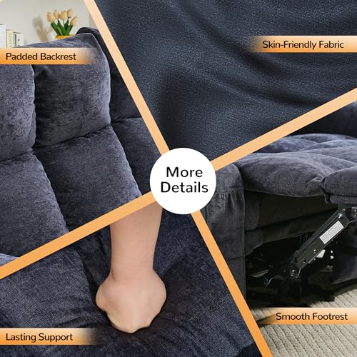 Sofetura Loveseat Recliner Sofa, Big Large Reclining Sofa with Cup Holders & Side Pockets, Traditional 2-Seater Manual Recliner Couch for Living Room, RV, Home Theater, Oversized (Fabric, Blue)