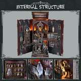 MiniCity Book Nook Kit with LED Light, DIY Miniature Dollhouse Booknook Kit, Creepy Scary 3D Wooden Puzzle Bookshelf Insert Decor for Stress Relief Craft for Book Lovers & Adult (Haunting Relics)