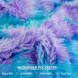 SUCSES Blue Purple Fluffy Twin Bedding Sets for Girls 3Pcs Faux Fur Plush Shaggy Kids Duvet Cover Set Twin Size Tie Dye Velvet Furry Comforter Cover Set SUCSES