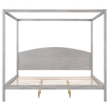 JIJIWANG King Size Canopy Bed Wood King Platform Bed Frame with Headboard and Slat Support Leg, 4 Posters King Bed Frame for Kids Teens Adults - Grey Wash JIJIWANG
