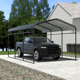 Xilingol Metal Carport, Heavy Duty Carport Canopy with Galvanized Steel Frame and Roof, Outdoor Storage Shed, Car Tent Garage Shelter for Pickup, Truck, Boat and Tractor (10x15 FT Black) Xilingol