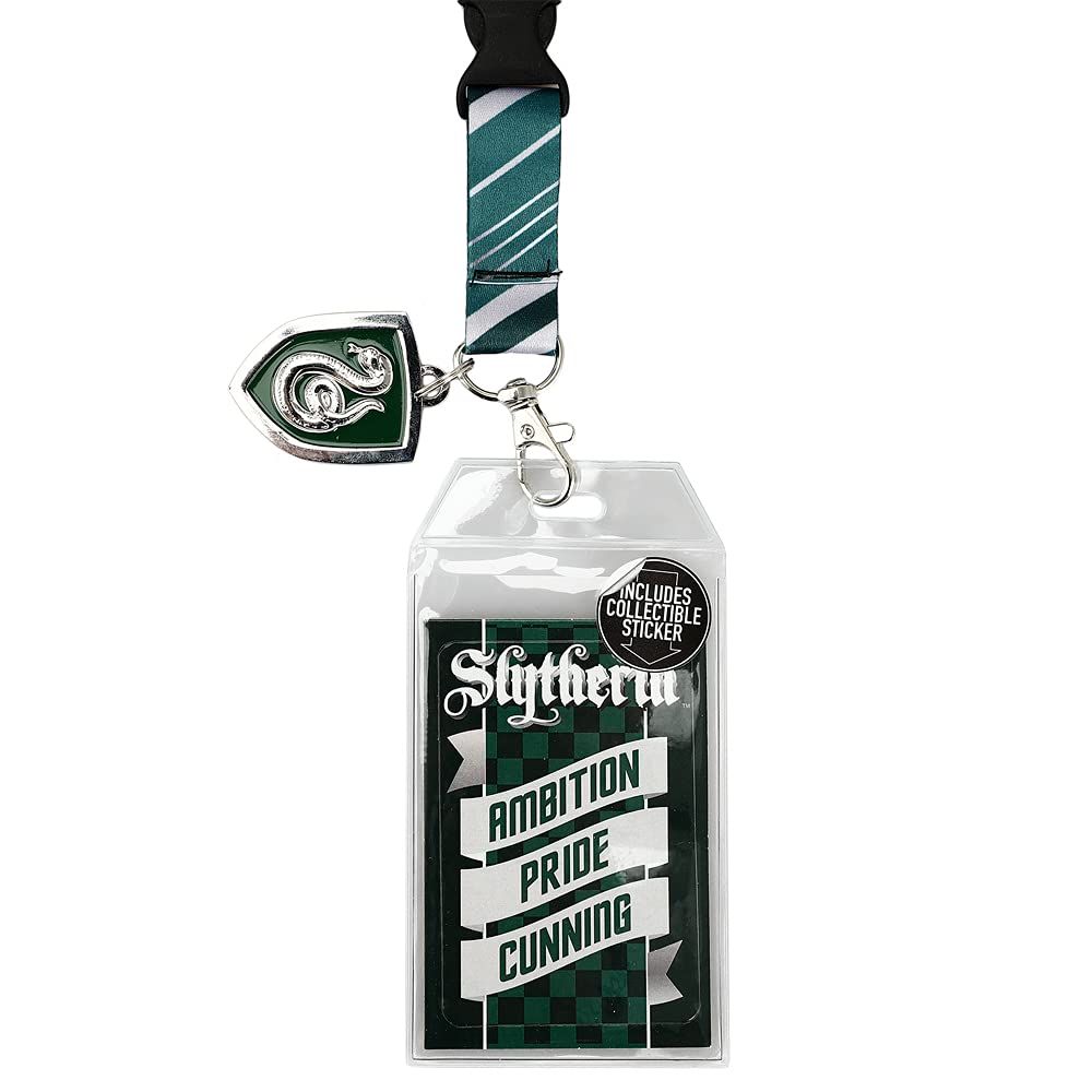 Harry Potter Slytherin Tie Inspired Sublimation Print Metal Charm & Id Holder Lanyard OSFA