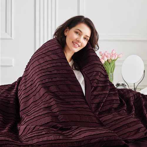NEXHOME PRO Duvet Cover Queen,3 Pieces Boho Tufted Duvet Cover Set, Soft and Lightweight 100% Washed Microfiber Comforter Cover Set for All Season(Burgundy,90 x 90)-No Comforter NEXHOME PRO