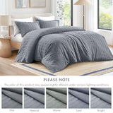 Madison Park Essentials Striped Duvet Cover Set Twin/Twin XL, Modern Minimalist Bedding Set with Premium Jacquard Stripe, 2 Pieces Duvet Cover Reversible with Zipper Closure & Corner Ties,Blue/Grey Madison Park Essentials