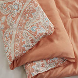 Comfort Spaces Bed in A Bag - Trendy Casual Design Cozy Comforter with Complete Sheet Set with Side Pocket, All Season Cover, Matching Shams, Twin XL(66 in x 90 in), Gloria, Damask Coral 6 Piece Comfort Spaces