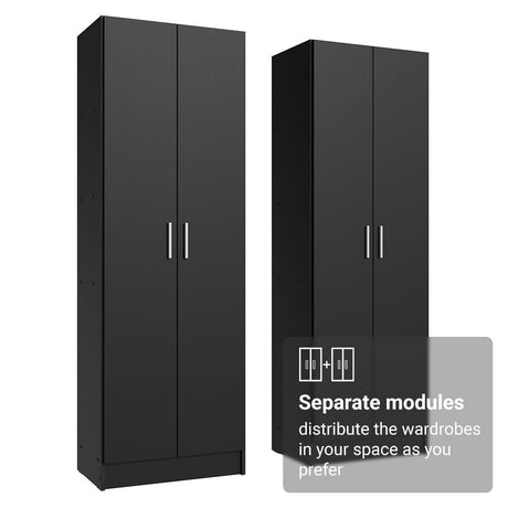 Madesa Wardrobe Armoire Closet Pantry Storage Cabinet with 4 Doors and 10 Utility Shelves 47" L Wooden Organization Unit for Bedroom, Office, Laundry Room, Kitchen, and Garage (Black) Madesa