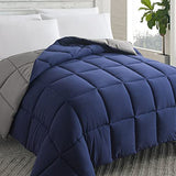 Cosybay Down Alternative Comforter (Blue/Grey, Full) - All Season Soft Quilted Full Size Bed Comforter - Duvet Insert with Corner Tabs -Winter Summer Warm Fluffy, 82x86 inches Cosybay