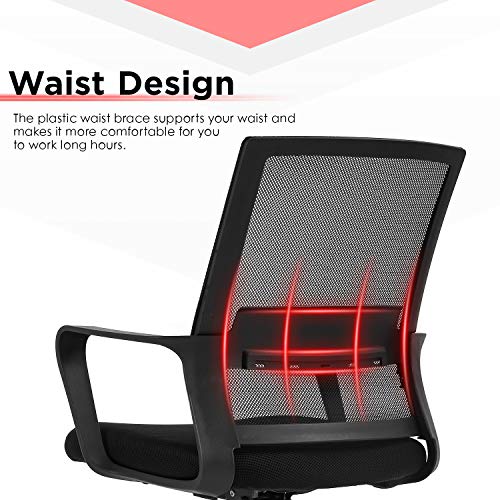 Drafting Chair Tall Office Chair Mesh Ergonomic Mid-Back Desk Chair with Adjustable Foot Ring for Executive Computer Standing Desk, Black FDW