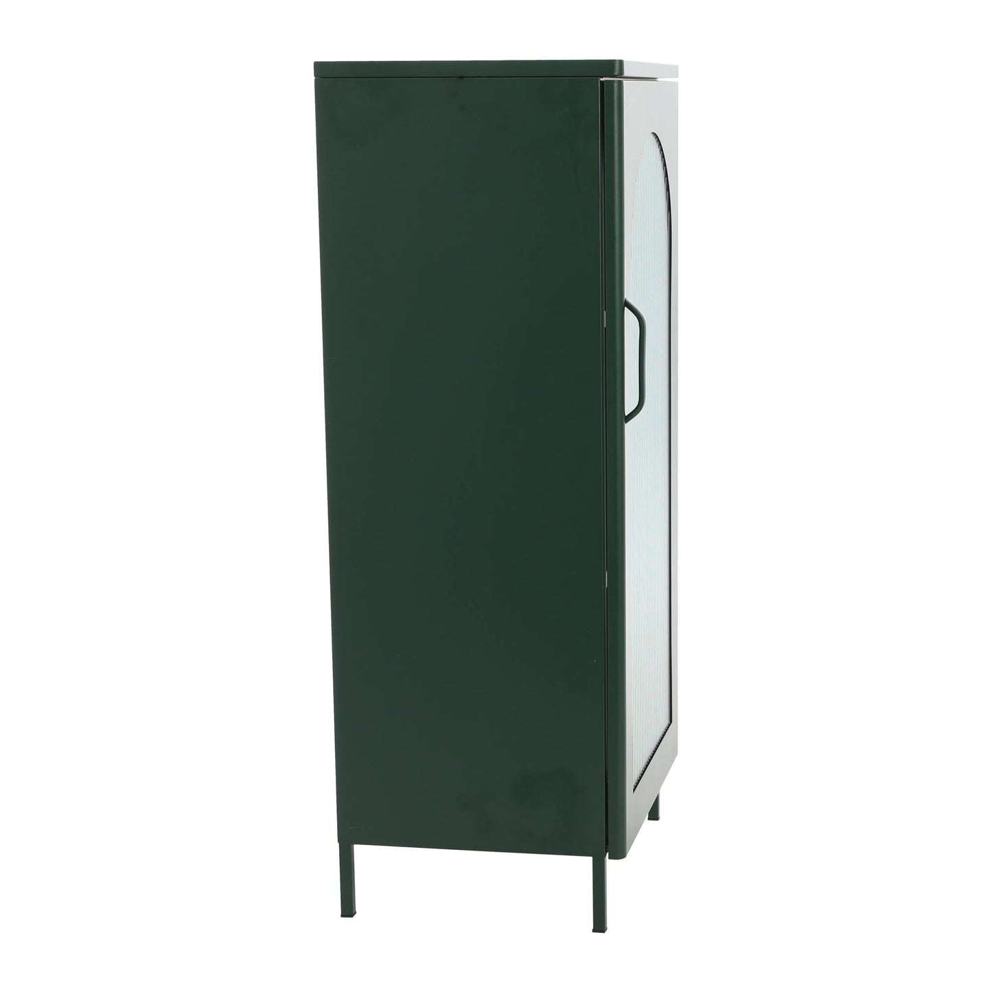 Creative Co-Op Solstice Metal Cabinet with Arched Glass Door, Dark Green - WoodArtSupply