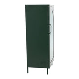Creative Co-Op Solstice Metal Cabinet with Arched Glass Door, Dark Green Creative Co-Op