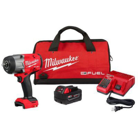 Milwaukee 2967-21B M18 FUEL 18V Lithium-Ion Brushless Cordless 1/2 in. Impact Wrench w/Friction Ring Kit w/One 5.0 Ah Battery and Bag. Milwaukee