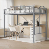Garvee Loft Bed Twin Size with Ladde and Arched Guardrail, Heavy Duty Metal Loft Bed Frame for Kids and Adults, Sturdy Steel Slats Support, Small Space Saving Design, No Box Spring Needed, Gray Garvee