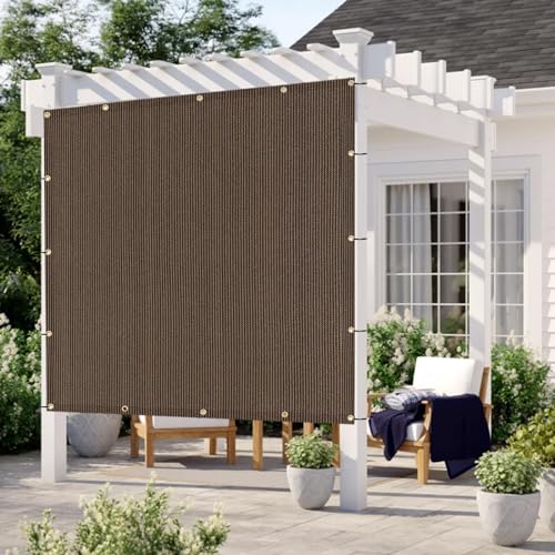 LOVE STORY 10x10 FT Sun Shade Cloth with Grommets Pergola Shade Cover 95% UV Protection for Patio Outdoor, Brown - WoodArtSupply