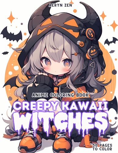 Anime Coloring Book: Creepy Kawaii Witches: Manga Art & Anime Enthusiasts Stress Relief Adult Coloring Lindesa
