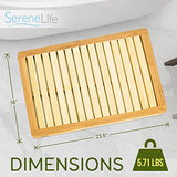 SereneLife Heavy Duty Natural or Shower Floor Foot Platform Rug with Elevated Design for Water Evaporation and Non Slip Rubber Feet for Indoor Outdoor Use Bamboo Wood Bathroom Bath Mat SereneLife