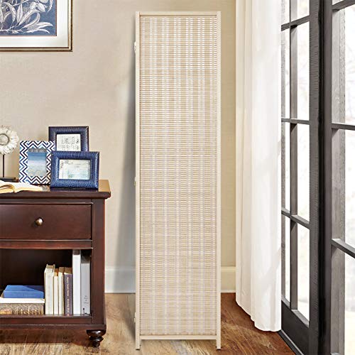 Esright 4 Panel Bamboo Room Divider, 6 Ft Tall Folding Privacy Screen Room Divider, Freestanding Partition Wall Dividers for Office,Bedroom, Beige Esright