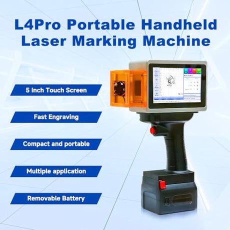 PEKOKO Handheld Portable Laser Marking Machine L4Pro Engraving System for DIY Craft,Batch Date/Number Code,QRcode,Barcode,Logo/Image Printer PEKOKO